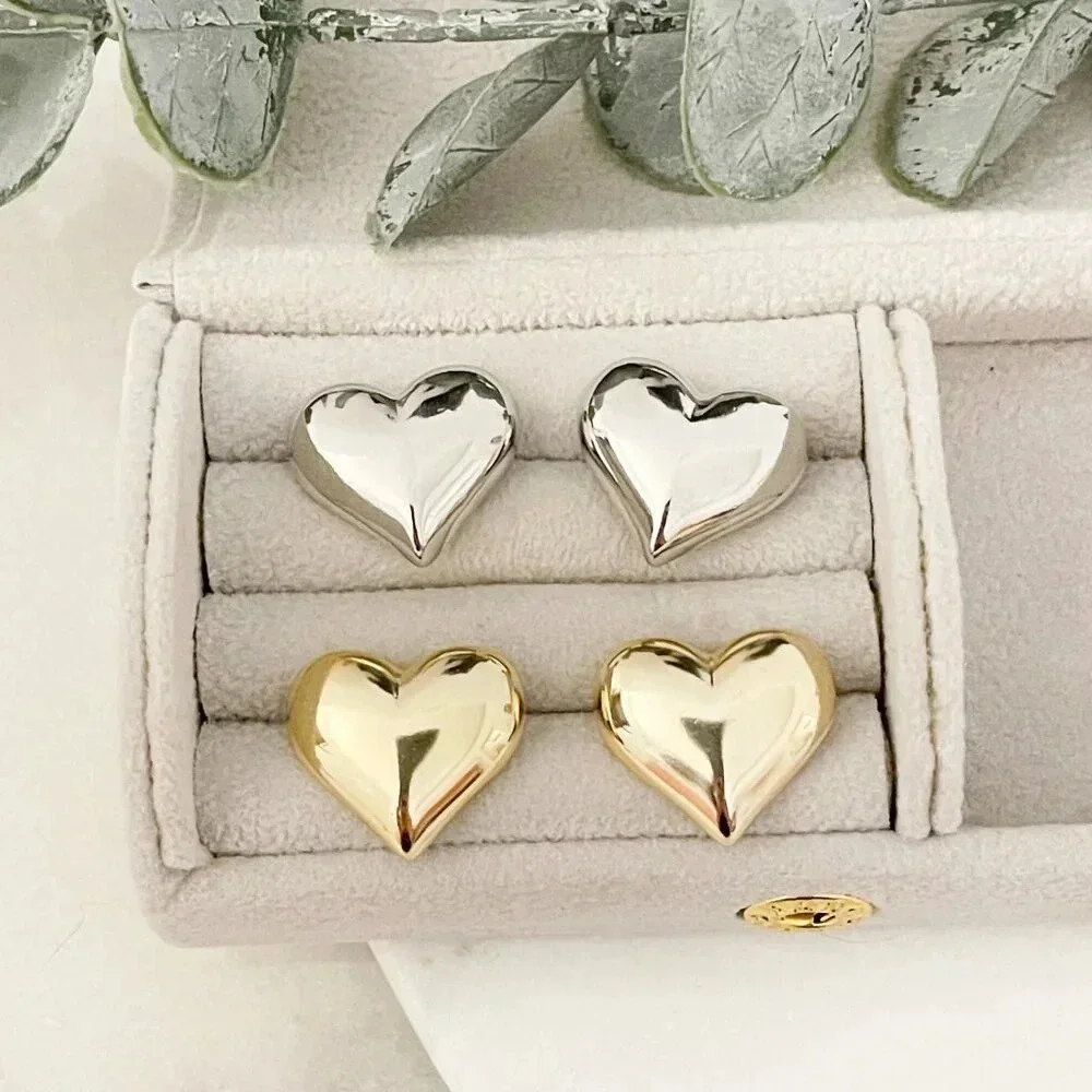 925 Sterling Silver Heart Stud Earrings Large Heart Earrings Heart Studs